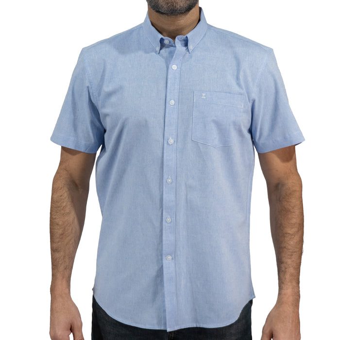 Camisa Azul Lisa Manga Corta 100% Algodón 2516166 - dioromx