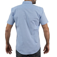 Camisa Azul Lisa Manga Corta 100% Algodón 2516166 - dioromx