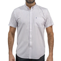 Camisa Rayas Blanca Manga Corta 100% Algodón 2516174 - dioromx