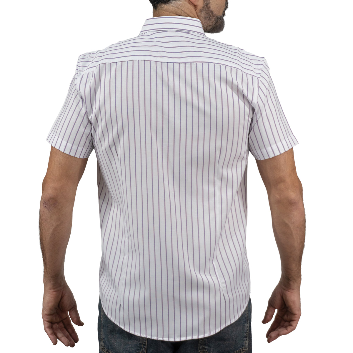 Camisa Rayas Blanca Manga Corta 100% Algodón 2516174 - dioromx
