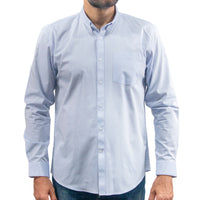 Camisa Azul Lisa Manga Larga 100% Algodón 2516177