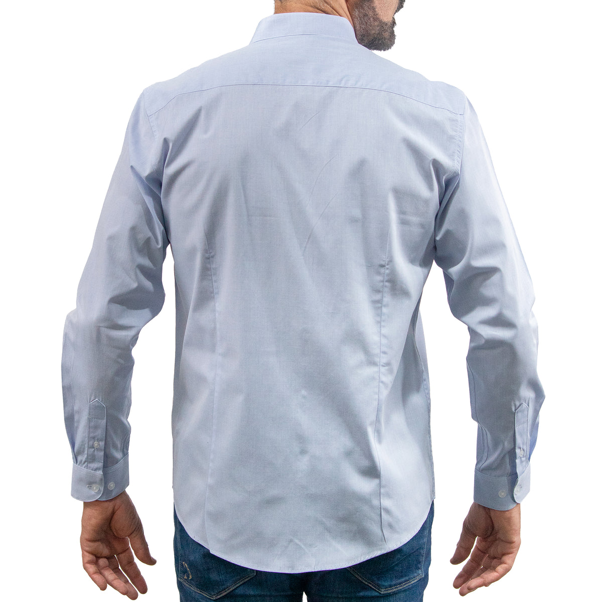 Camisa Azul Lisa Manga Larga 100% Algodón 2516177