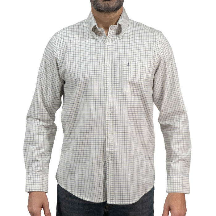 Camisa con Cuadros Blanca Manga Larga 100% Algodón 2601003 - dioromx