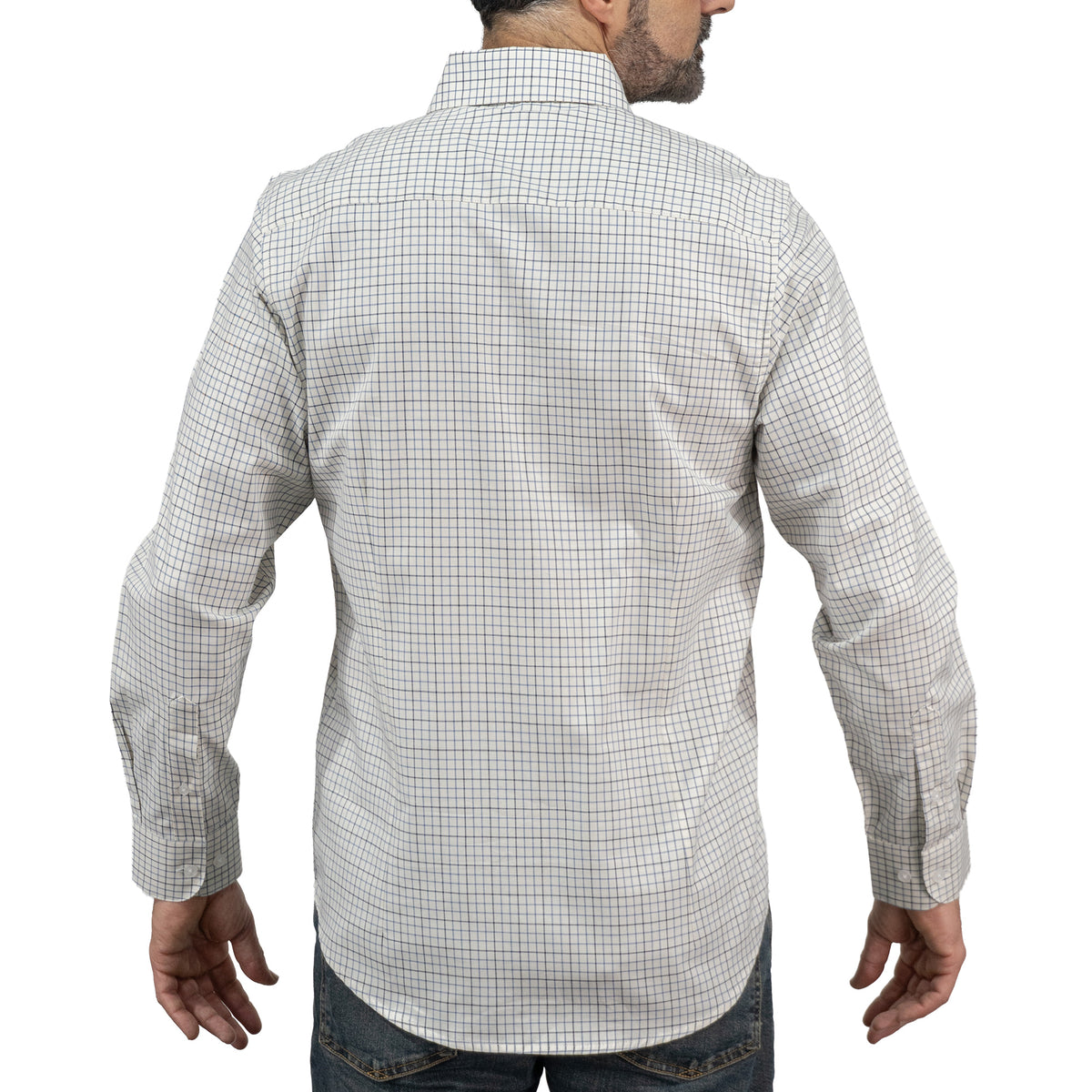 Camisa con Cuadros Blanca Manga Larga 100% Algodón 2601003 - dioromx