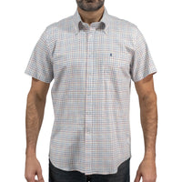 Camisa de Cuadros Blanca Manga Corta 100% Algodón 2601004 - dioromx