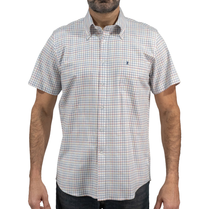 Camisa de Cuadros Blanca Manga Corta 100% Algodón 2601004 - dioromx