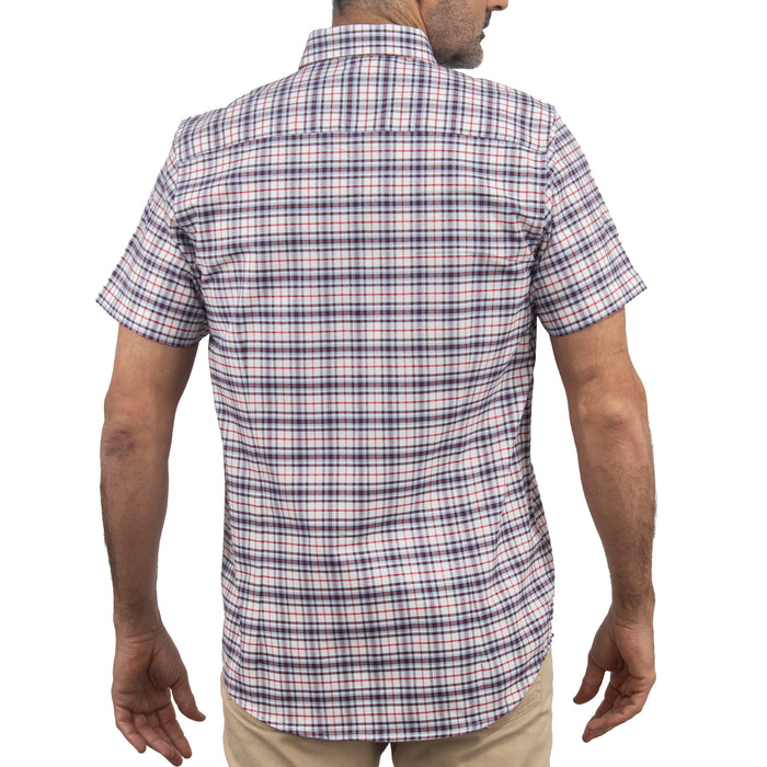 Camisa Azul de Cuadros Manga Corta 100% Algodón 2601005