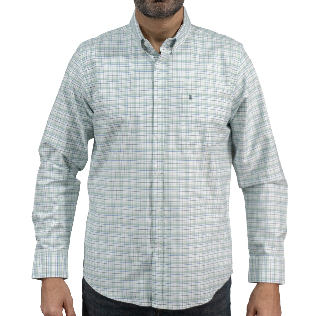Camisa con Cuadros Verde Manga Larga 100% Algodón 2602007 - dioromx