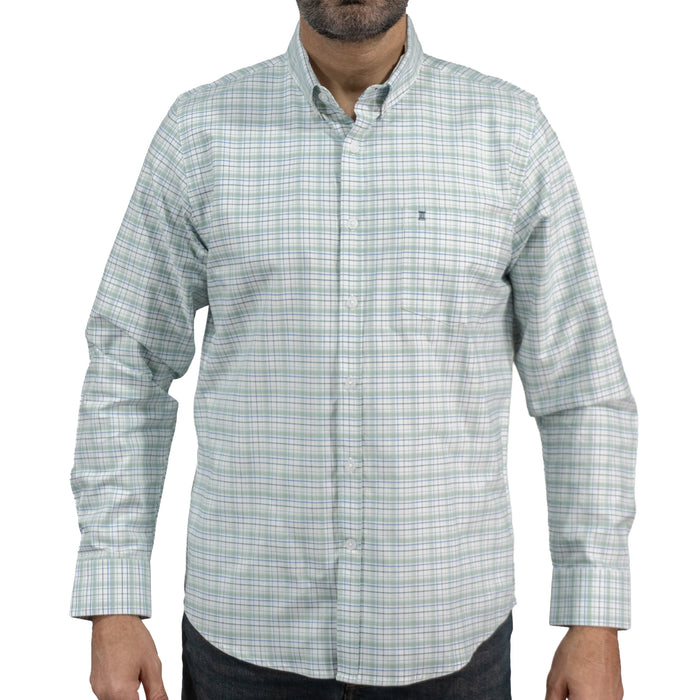 Camisa con Cuadros Verde Manga Larga 100% Algodón 2602007 - dioromx