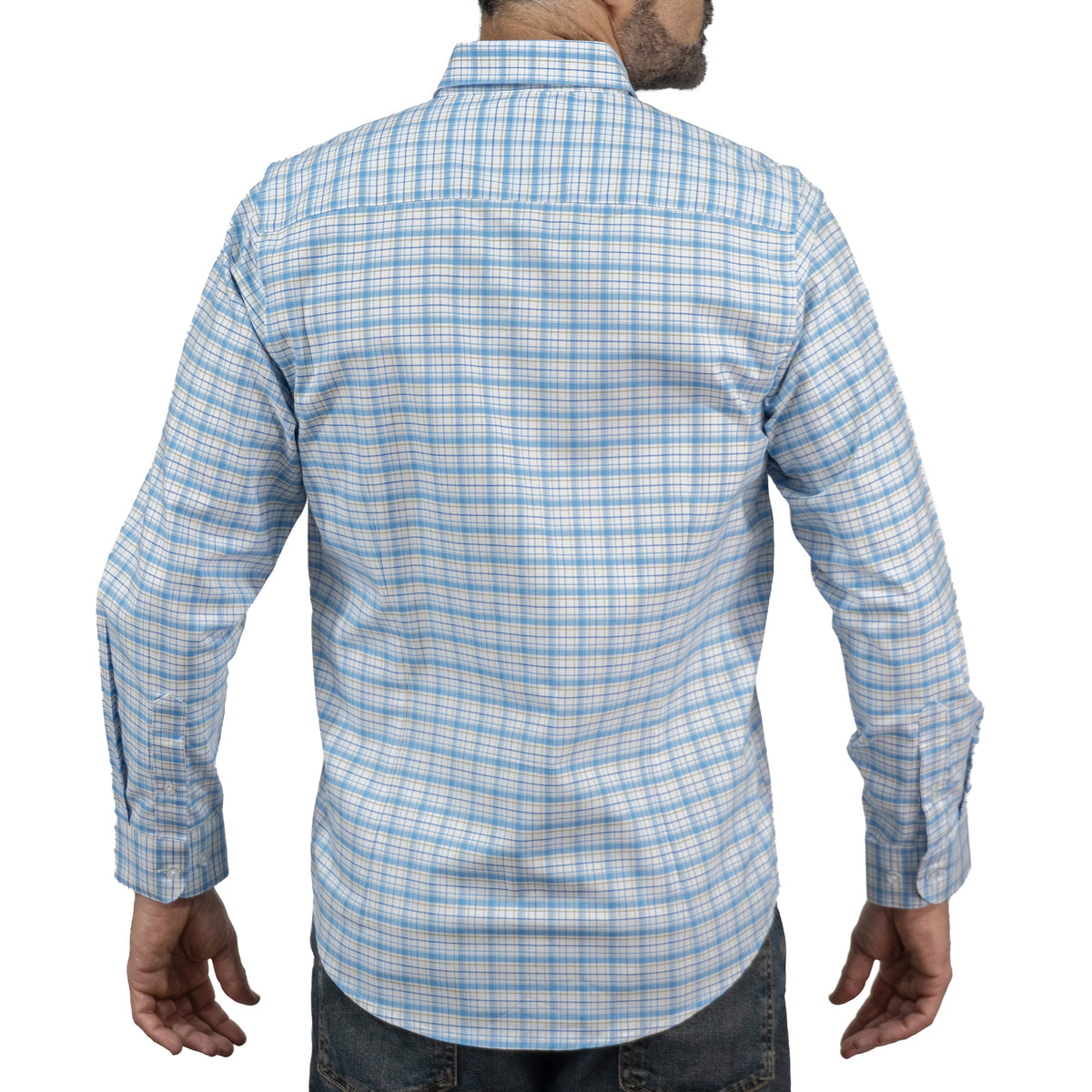 Camisa con Cuadros Azul Manga Larga 100% Algodón 2602008 - dioromx