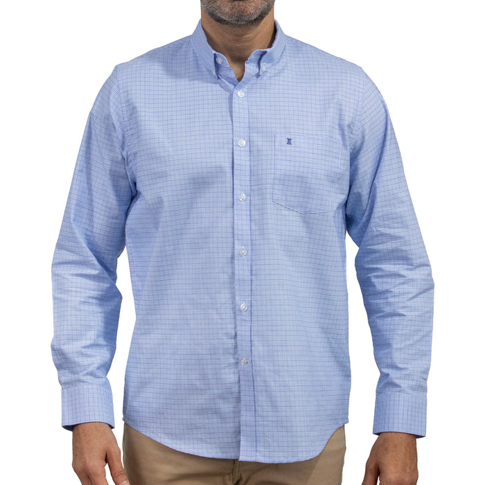 Camisa con Cuadros Azul Manga Larga 100% Algodón 2602009 - dioromx