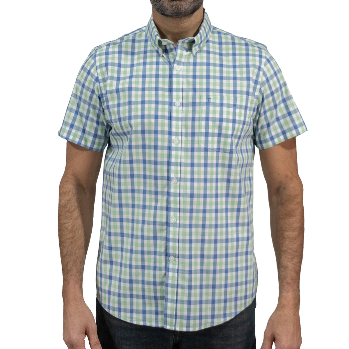 Camisa Verde de Cuadros Manga Corta 100% Algodón 2602011 - dioromx