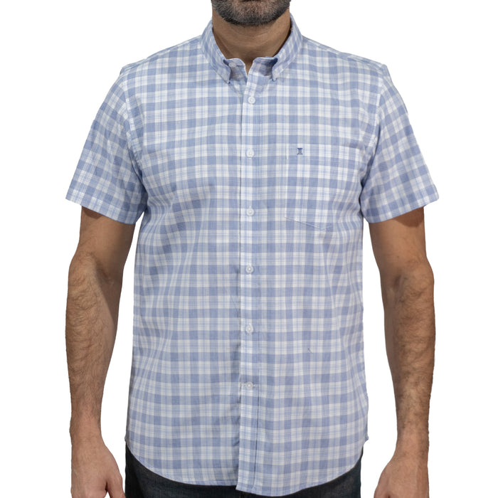 Camisa de Cuadros Azul Manga Corta 100% Algodón 2602012 - dioromx