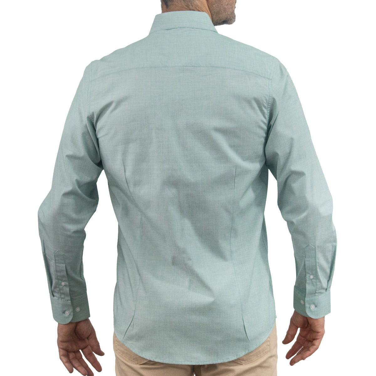 Camisa Verde Lisa Manga Larga 100% Algodón 2603013