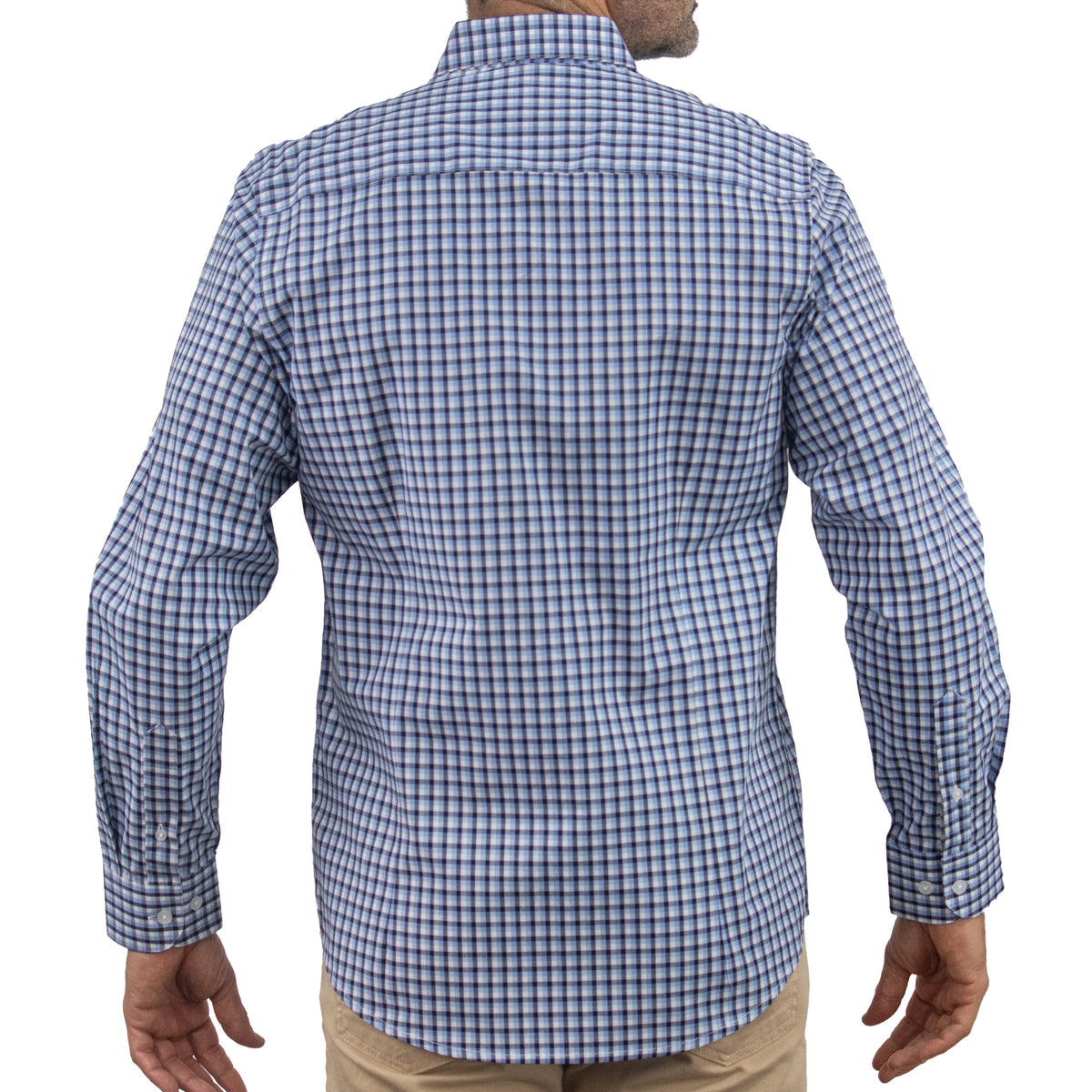 Camisa Cuadros Azul Manga Larga 100% Algodón 2603016