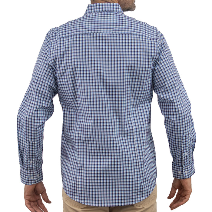 Camisa Cuadros Azul Manga Larga 100% Algodón 2603016