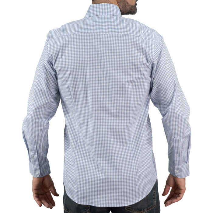 Camisa Cuadros Azul Manga Larga 100% Algodón 2603017