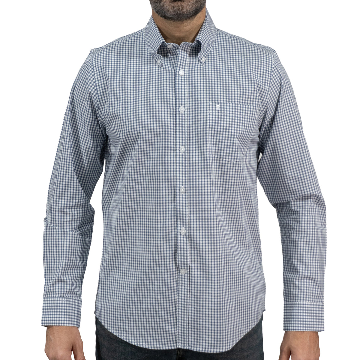 Camisa Cuadros Azul Manga Larga 100% Algodón 2603019 - dioromx