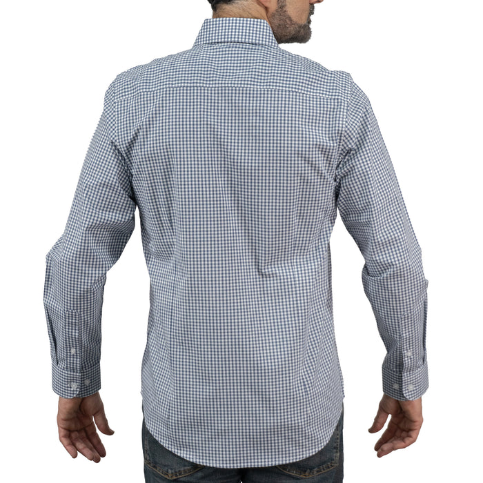 Camisa Cuadros Azul Manga Larga 100% Algodón 2603019