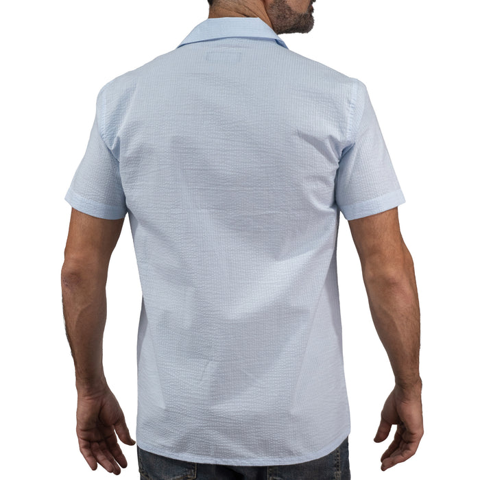 Camisa Azul Lisa Manga Corta 100% Algodón 2603022