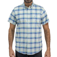 Camisa Azul Cuadros Manga Corta 100% Algodón 2603024