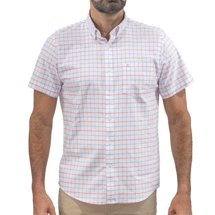 Camisa Cuadros Blanca Manga Corta 100% Algodón 2603025