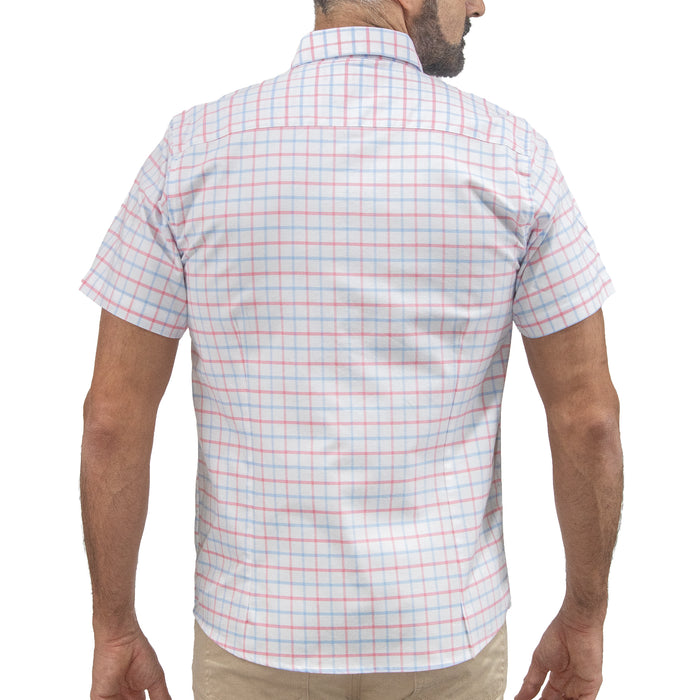 Camisa Cuadros Blanca Manga Corta 100% Algodón 2603025