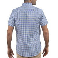 Camisa Azul Cuadros Manga Corta 100% Algodón 2603027