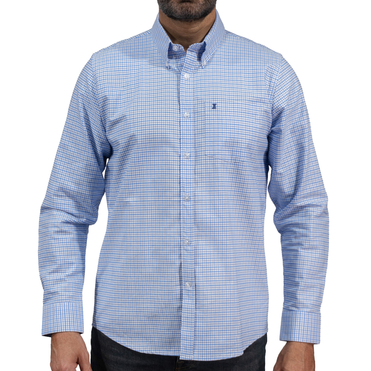 Camisa Cuadros Azul Manga Larga 100% Algodón 2604030 - dioromx
