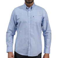 Camisa Cuadros Azul Manga Larga 100% Algodón 2604030 - dioromx