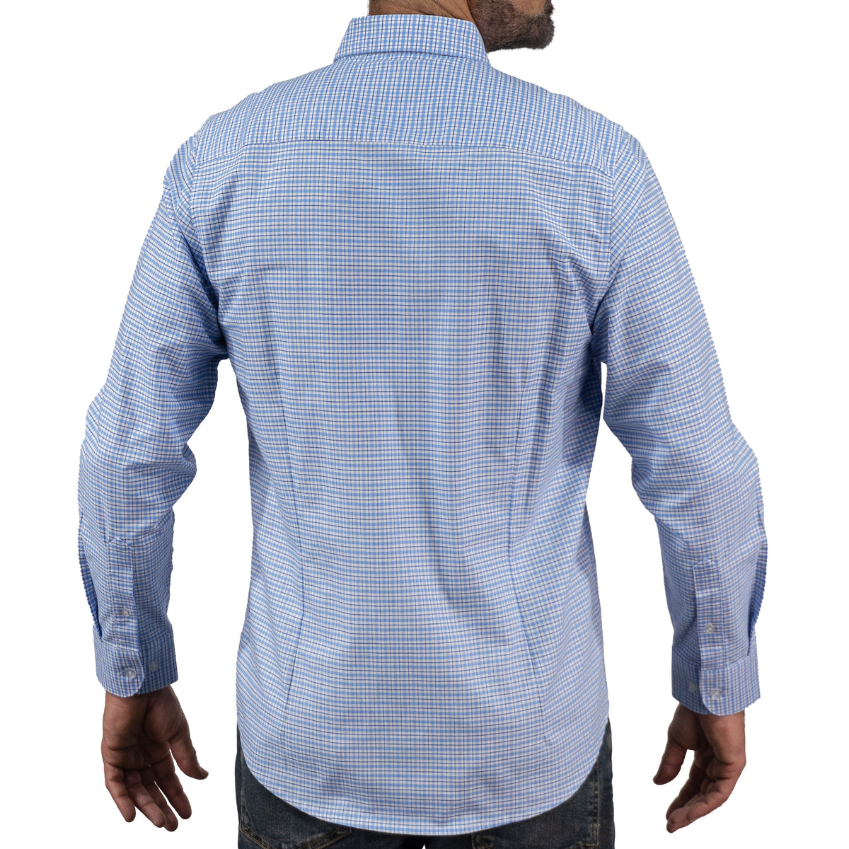 Camisa Cuadros Azul Manga Larga 100% Algodón 2604030 - dioromx