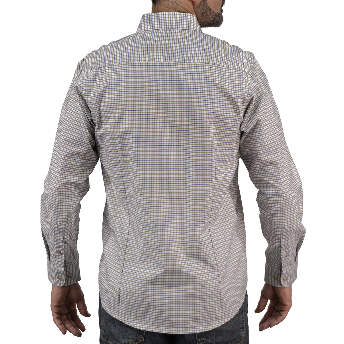 Camisa Cuadros Café Manga Larga 100% Algodón 2604031 - dioromx