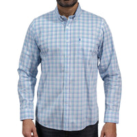 Camisa Cuadros Azul Manga Larga 100% Algodón 2604032 - dioromx