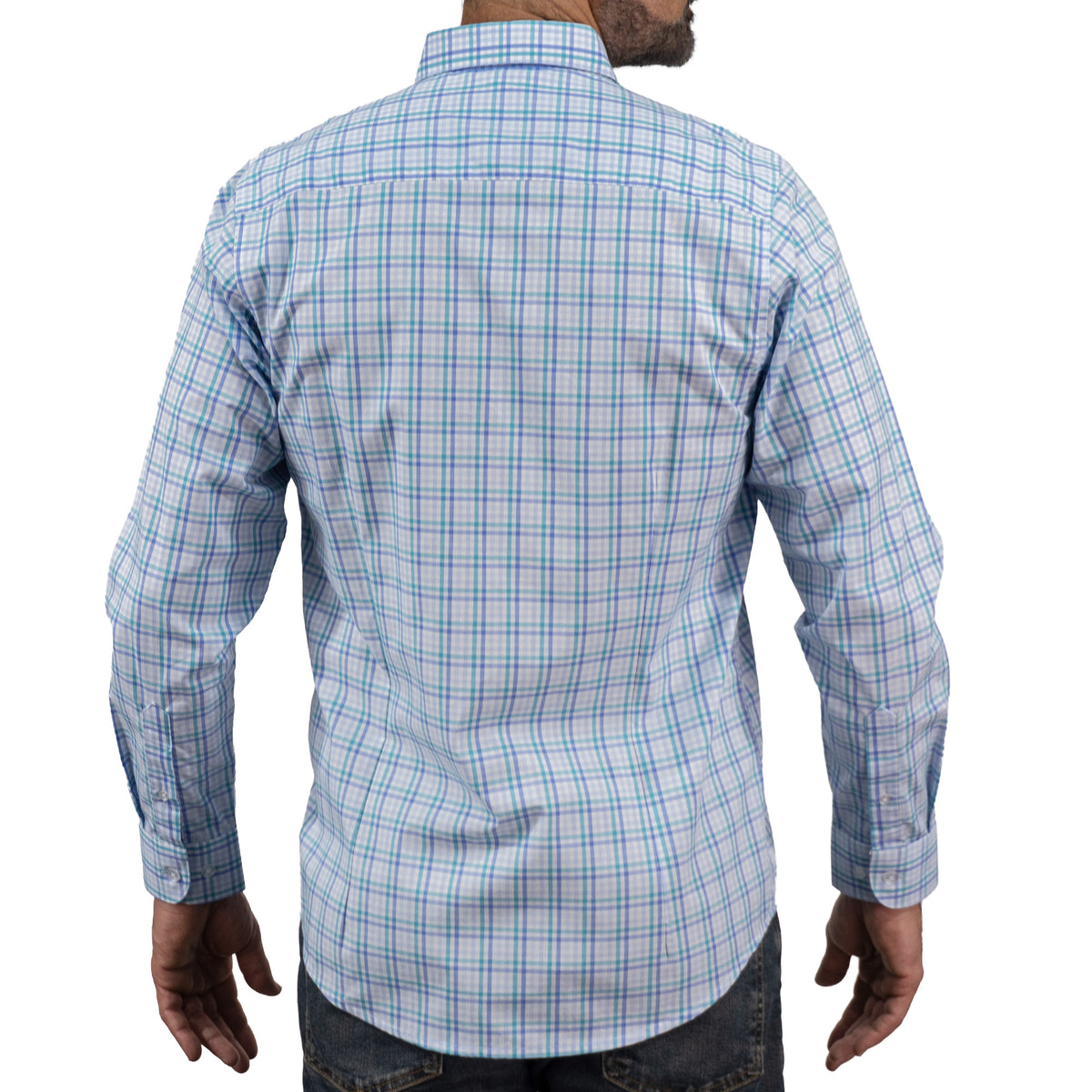 Camisa Cuadros Azul Manga Larga 100% Algodón 2604032 - dioromx