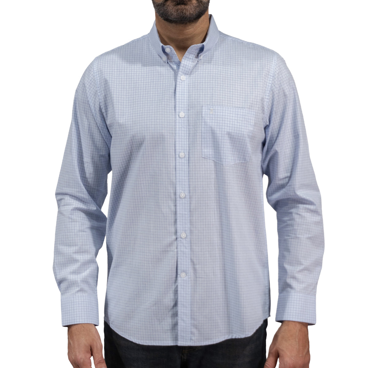 Camisa Cuadros Azul Manga Larga 100% Algodón 2604033 - dioromx