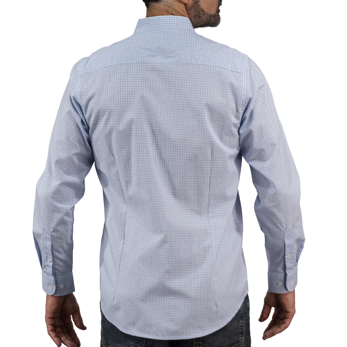 Camisa Cuadros Azul Manga Larga 100% Algodón 2604033 - dioromx