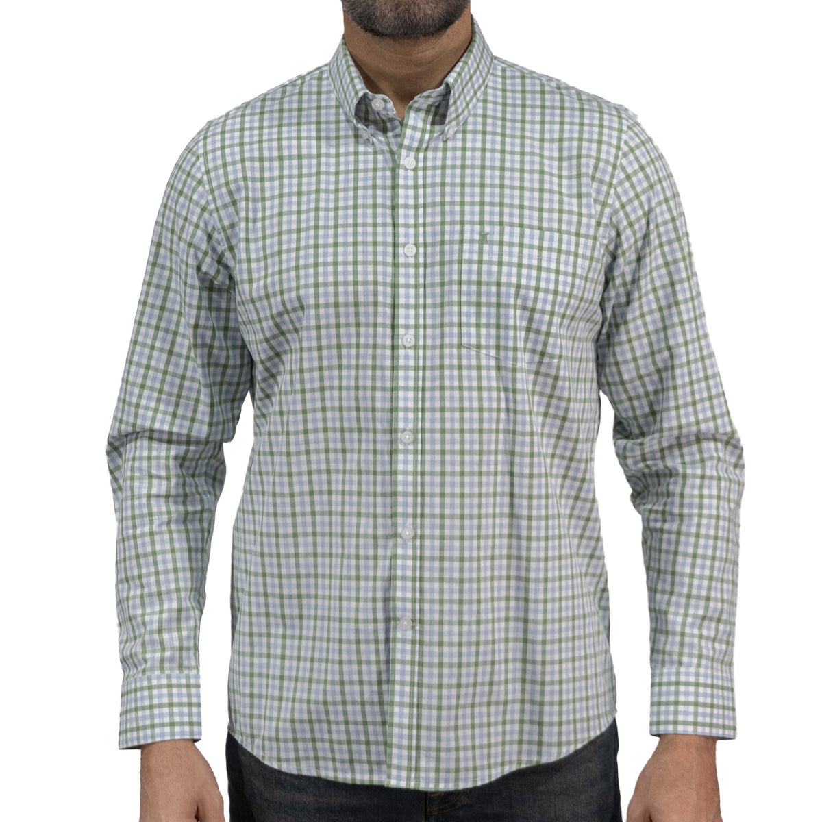 Camisa Cuadros Verde Manga Larga 100% Algodón 2604036 - dioromx