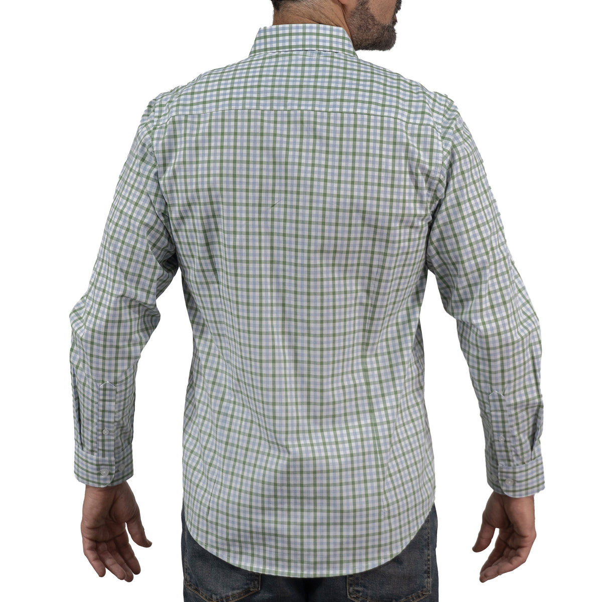 Camisa Cuadros Verde Manga Larga 100% Algodón 2604036 - dioromx