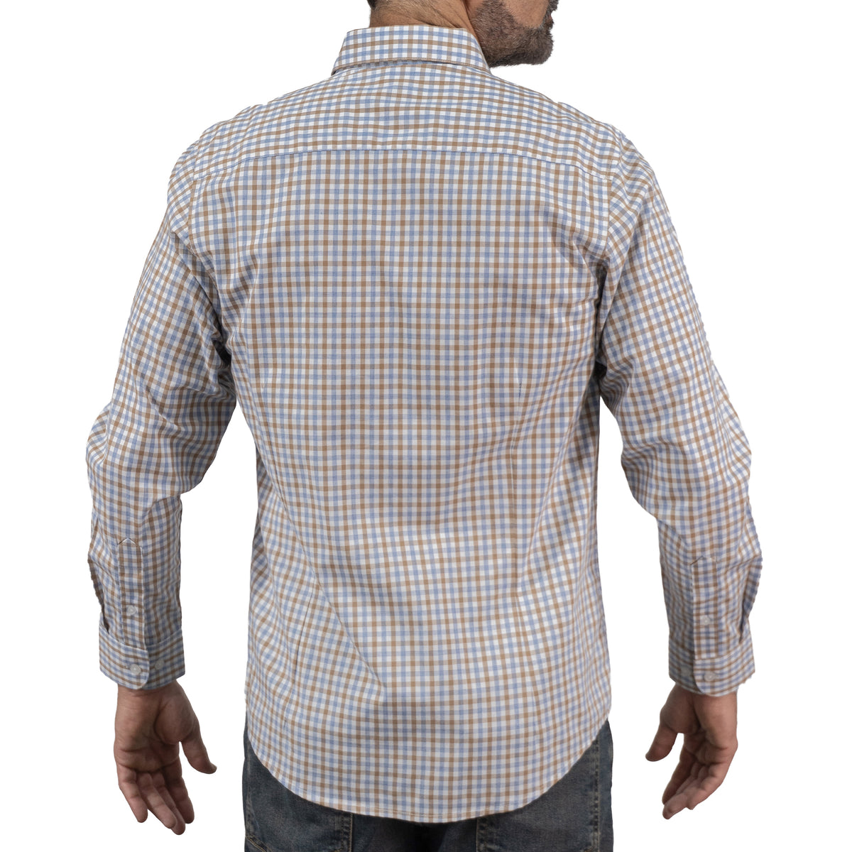 Camisa Cuadros Café Manga Larga 100% Algodón 2604037 - dioromx