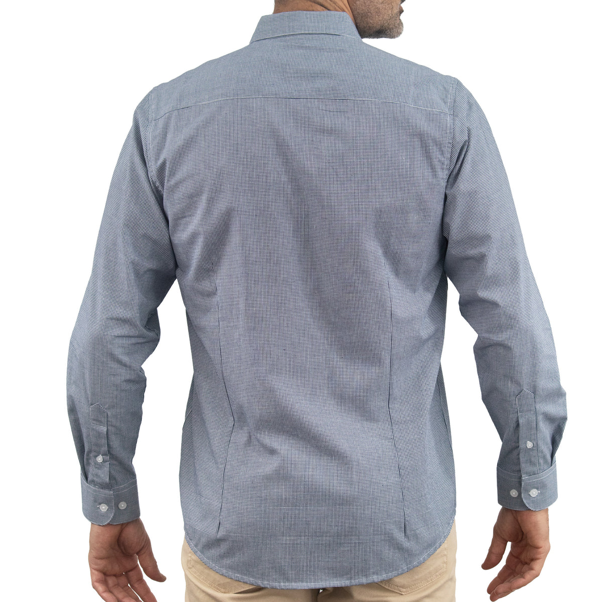 Camisa Cuadros Azul Manga Larga 100% Algodón 2604038 - dioromx