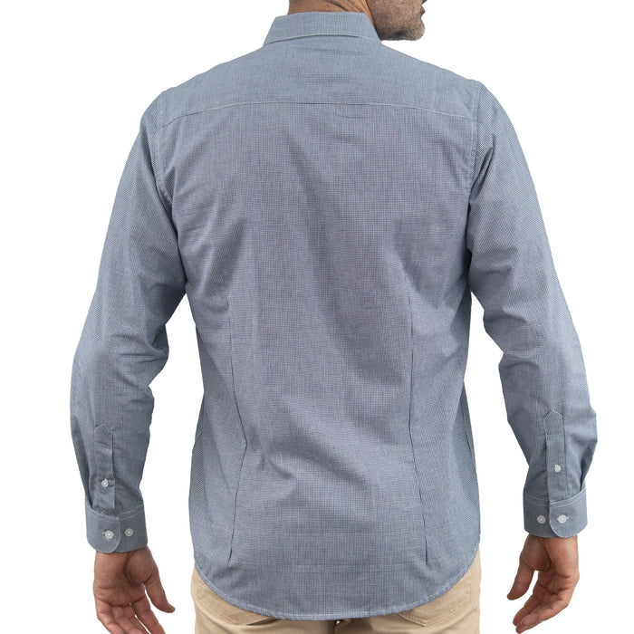 Camisa Cuadros Azul Manga Larga 100% Algodón 2604038