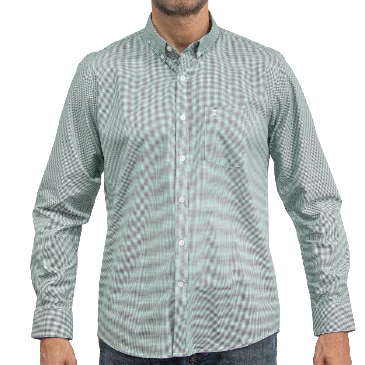 Camisa Cuadros Verde Manga Larga 100% Algodón 2604039