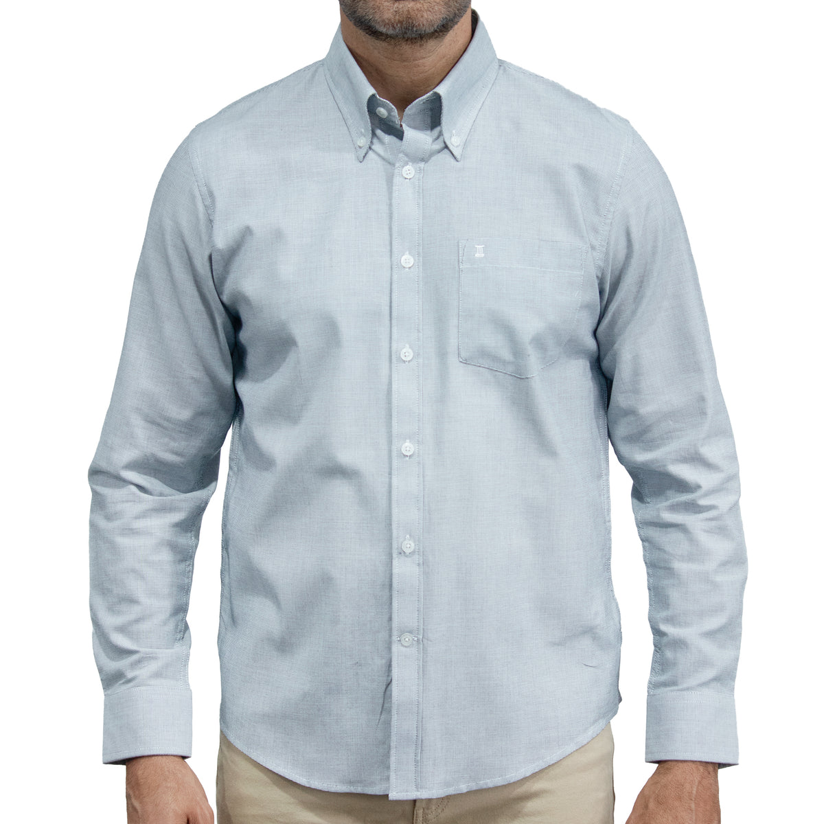 Camisa Gris Lisa Manga Larga 100% Algodón 2604042