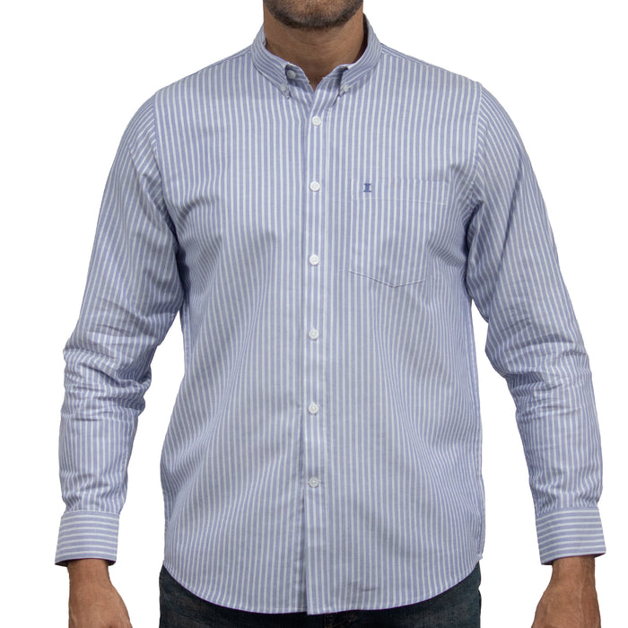 Camisa Rayas Azul Manga Larga 100% Algodón 2604045