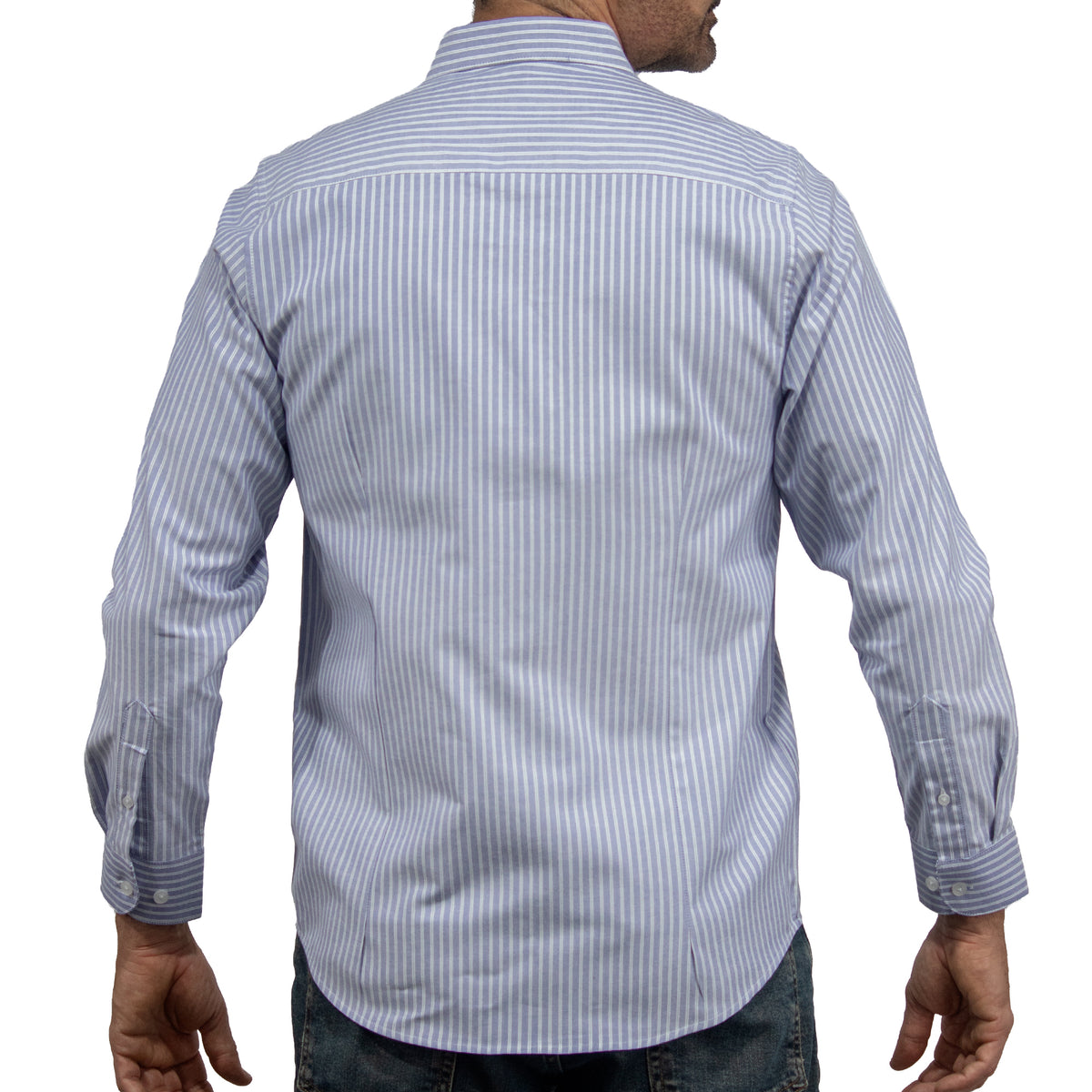Camisa Rayas Azul Manga Larga 100% Algodón 2604045