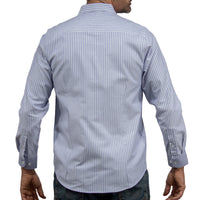 Camisa Rayas Azul Manga Larga 100% Algodón 2604045