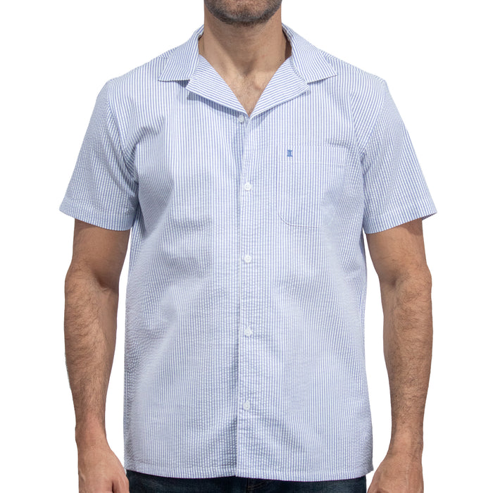 Camisa Rayas Azul Manga Corta 100% Algodón 2604046