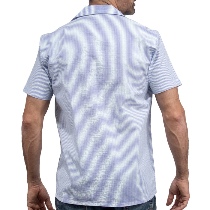 Camisa Rayas Azul Manga Corta 100% Algodón 2604046
