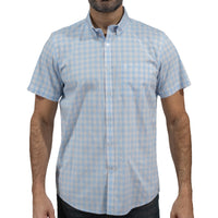 Camisa Azul Cuadros Manga Corta 100% Algodón 2604047 - dioromx
