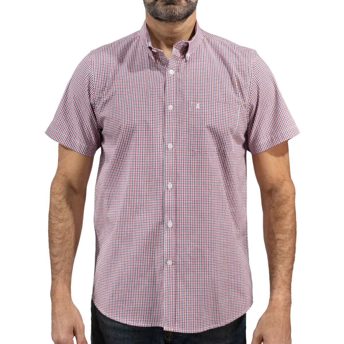 Camisa Roja Cuadros Manga Corta 100% Algodón 2604048 - dioromx